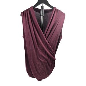41 Hawthorn Burgundy Sleeveless Surplice V-Neck Draped Wrap Blouse XL